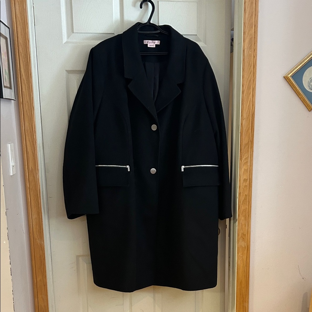 Penningtons Black Trench Coat with Silver Accents Size 5x